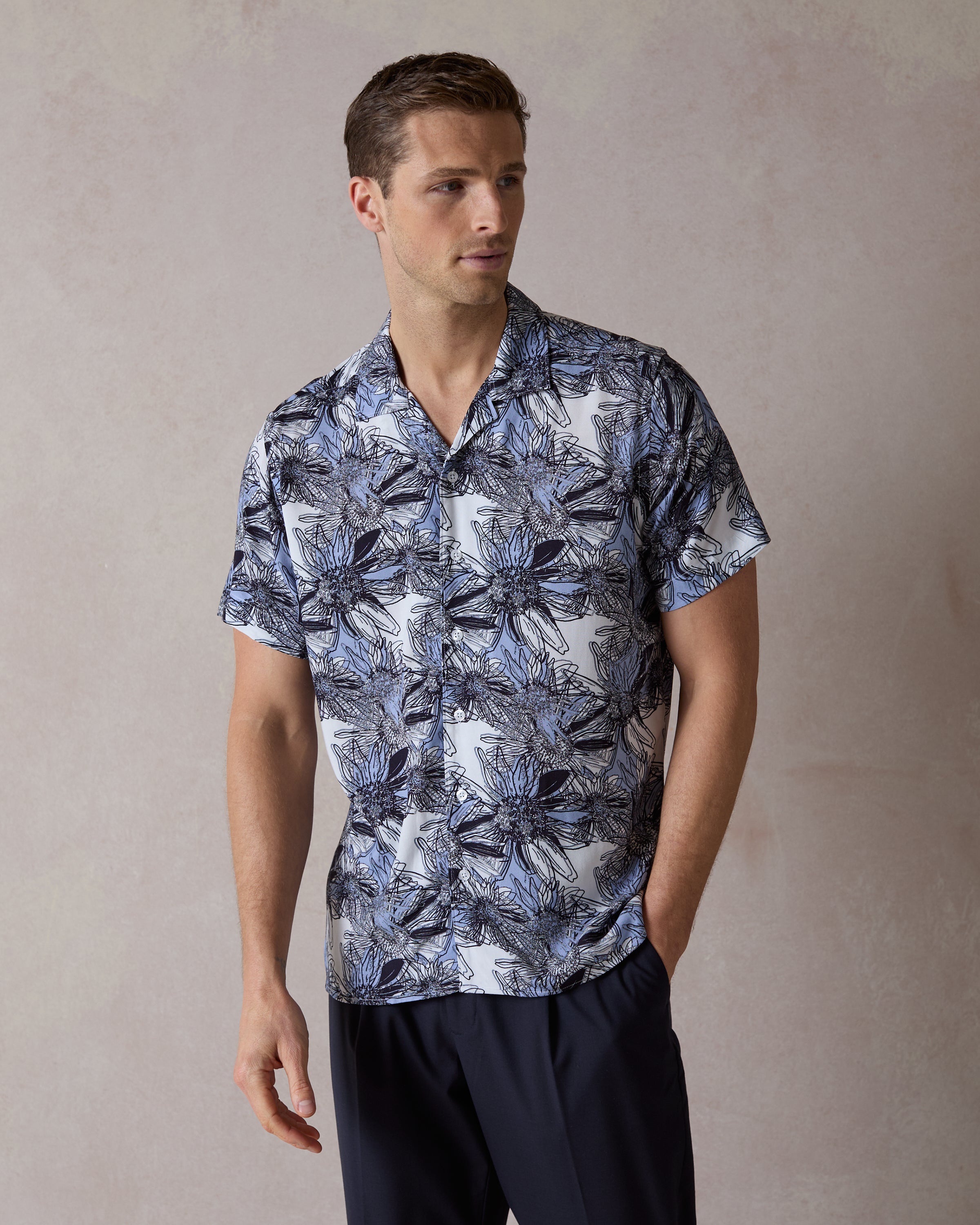 Tropical Flora Open Collar Shirt