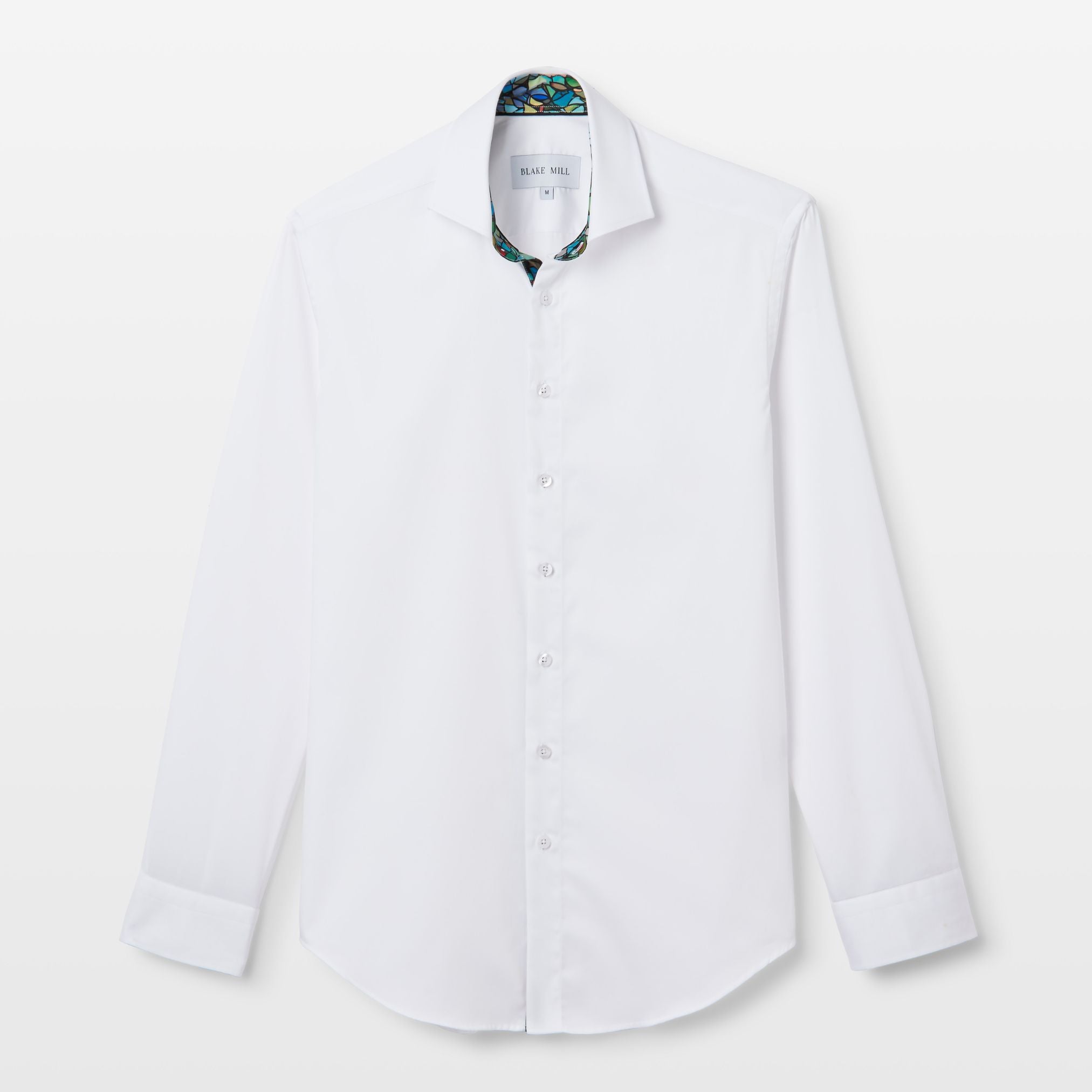 White Sateen Shirt with Holy Glass Accent