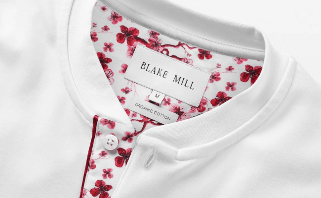 Blake Mill Sticker 'Cracked Mirror' Blue Cotton Shirt | Blake Mill
