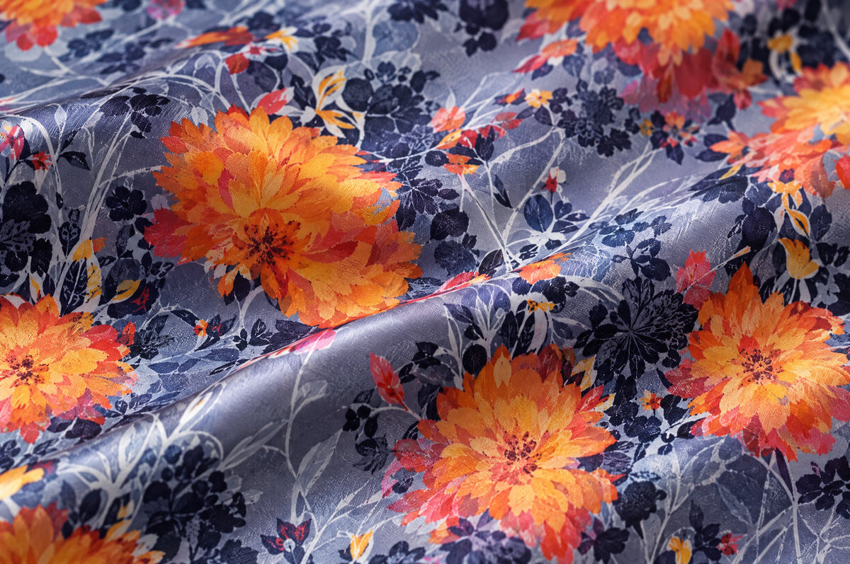 Autumn Fire shirt cotton sateen fabric detail