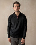 Black Knit Polo with Ripple Accents - Blake Mill