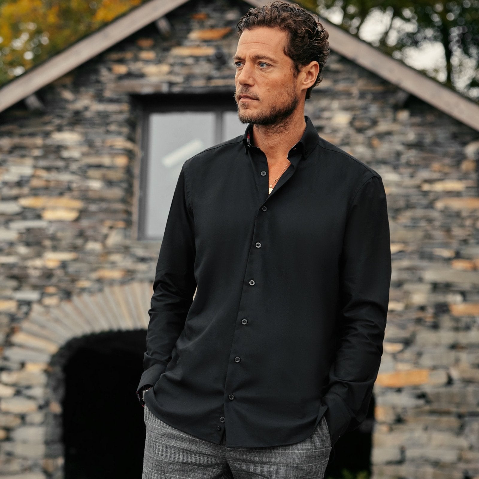 Black Oxford with Skulls Accents Button - Down Shirt - Blake Mill