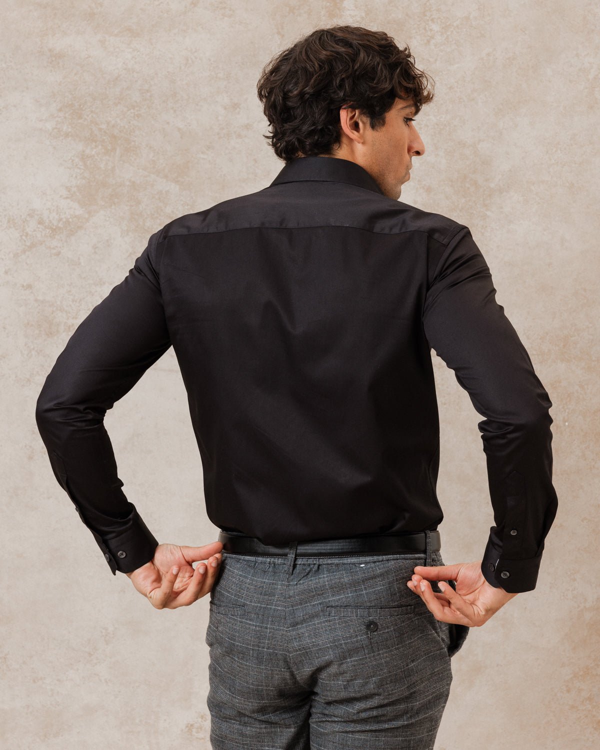 Black Sateen Shirt with Botanical Rebellion Accents - Blake Mill