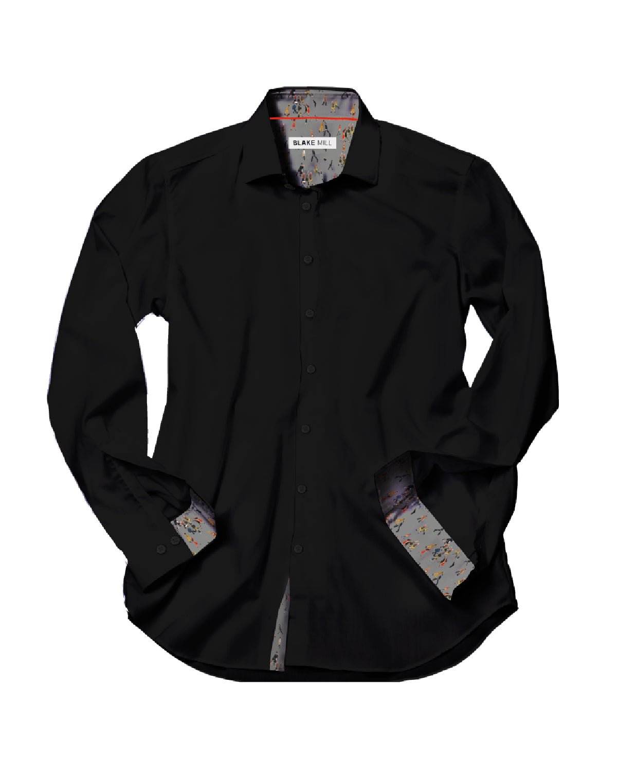 Black Sateen Shirt with Lowry Going to Work Accents - Blake Mill