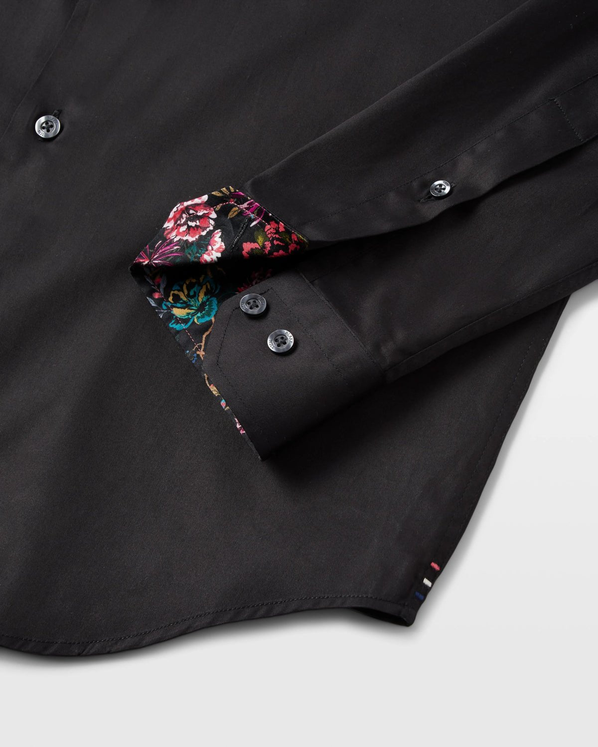 Black Sateen Shirt with Midnight Garden Accents - Blake Mill