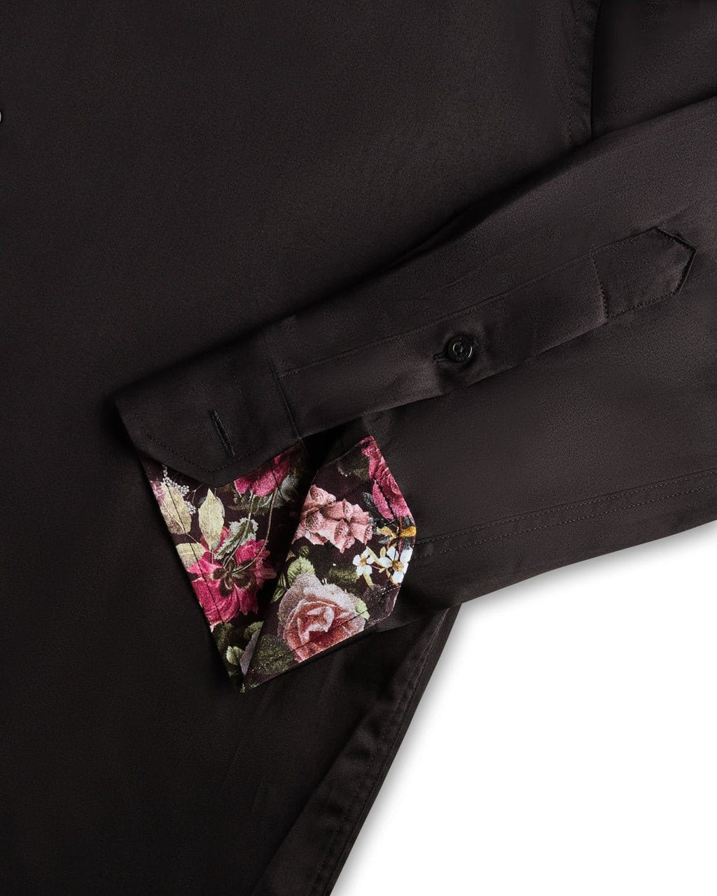 Black Sateen Shirt with Name of the Rose Accents - Blake Mill