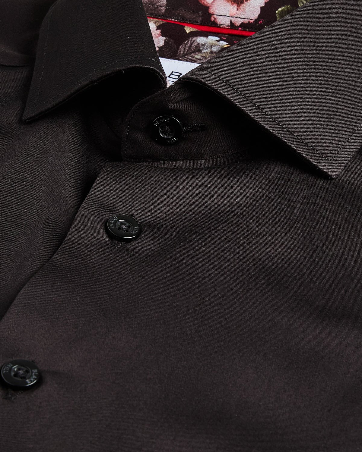 Black Sateen Shirt with Name of the Rose Accents - Blake Mill