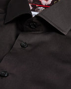 Black Sateen Shirt with Name of the Rose Accents - Blake Mill