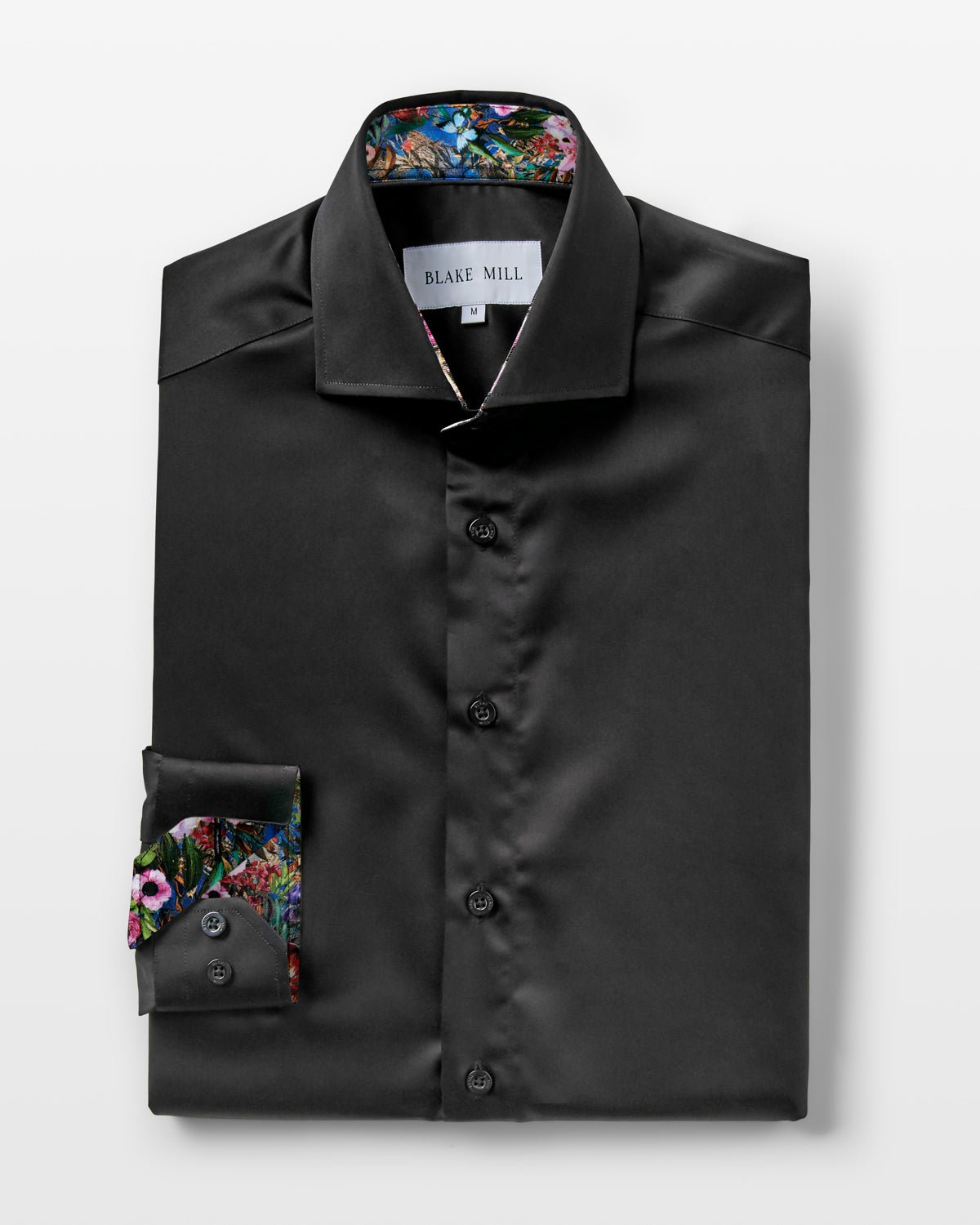 Black Sateen with Botanical Gardens Accents Shirt - Blake Mill