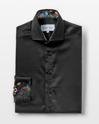 Black Sateen with Botanical Gardens Accents Shirt - Blake Mill