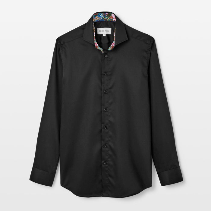 Black Sateen with Botanical Gardens Accents Shirt | Blake Mill