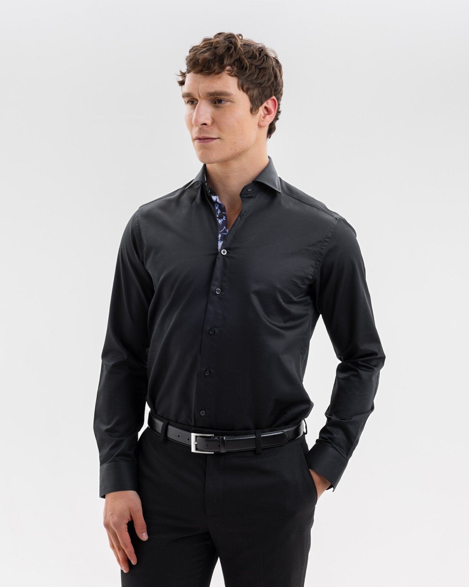 Black with Bed of Roses Accent Shirt - Blake Mill