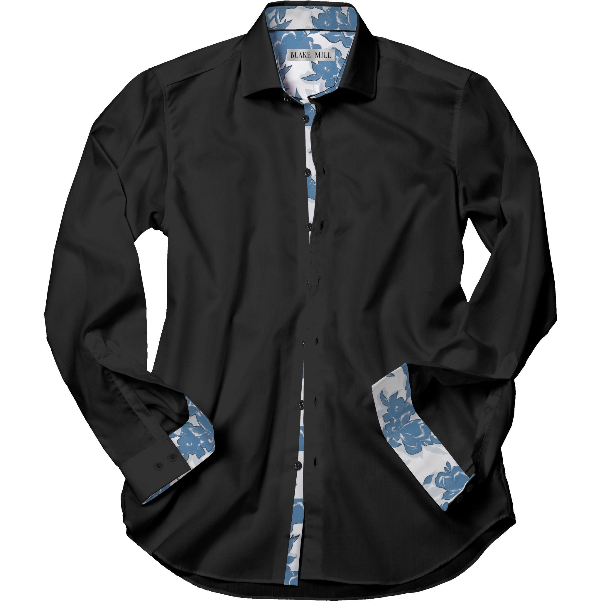 Black With Blue Bloom Accents Shirt - Blake Mill