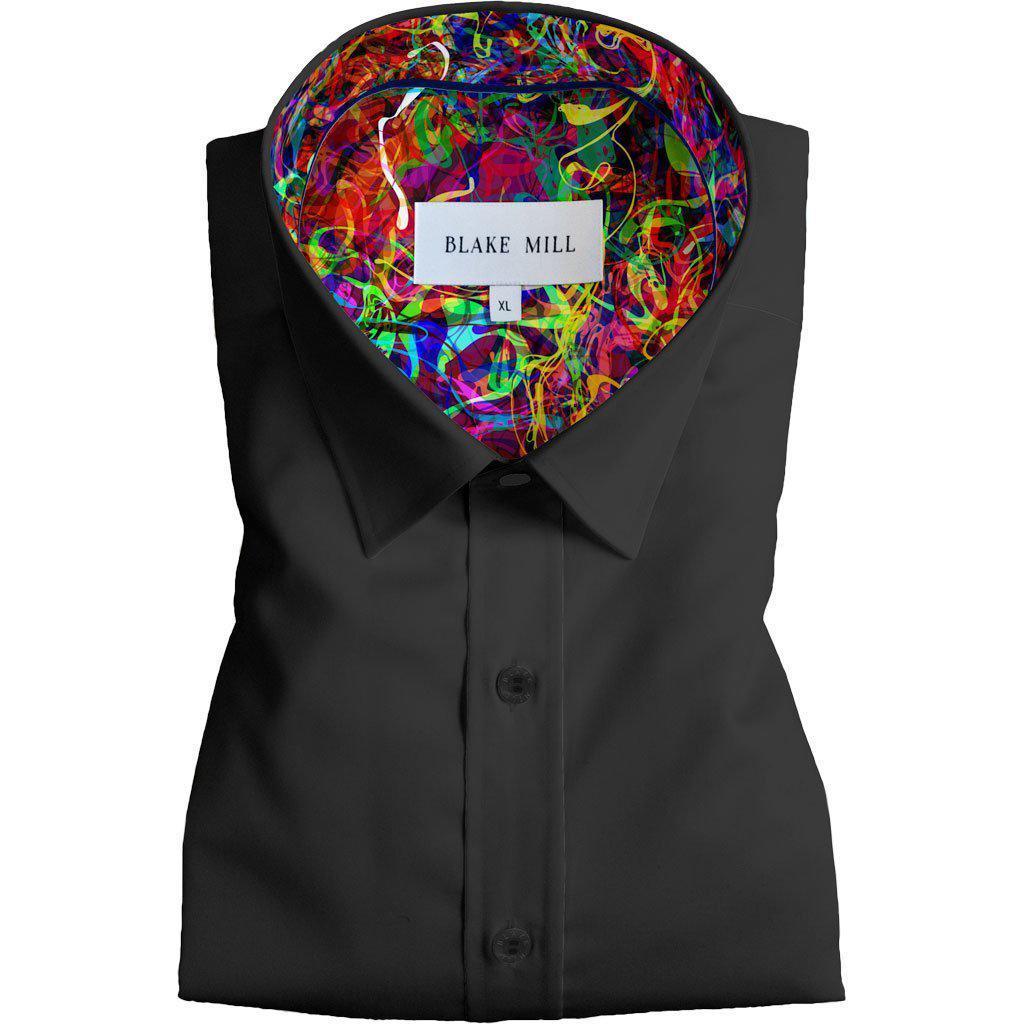 Black with Brainwave Hidden Button Shirt - Blake Mill