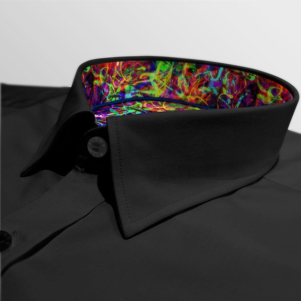 Black with Brainwave Hidden Button Shirt - Blake Mill