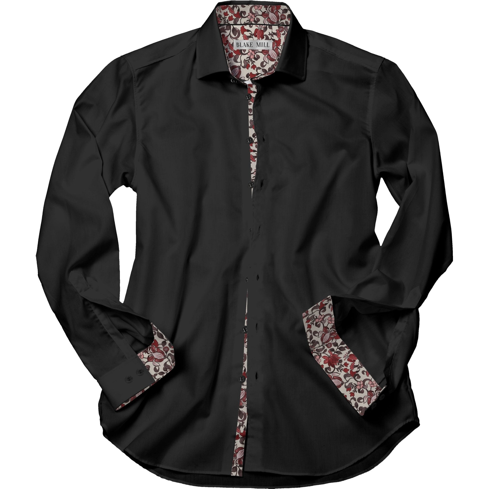 Black With Crimson Vine Accents Shirt - Blake Mill