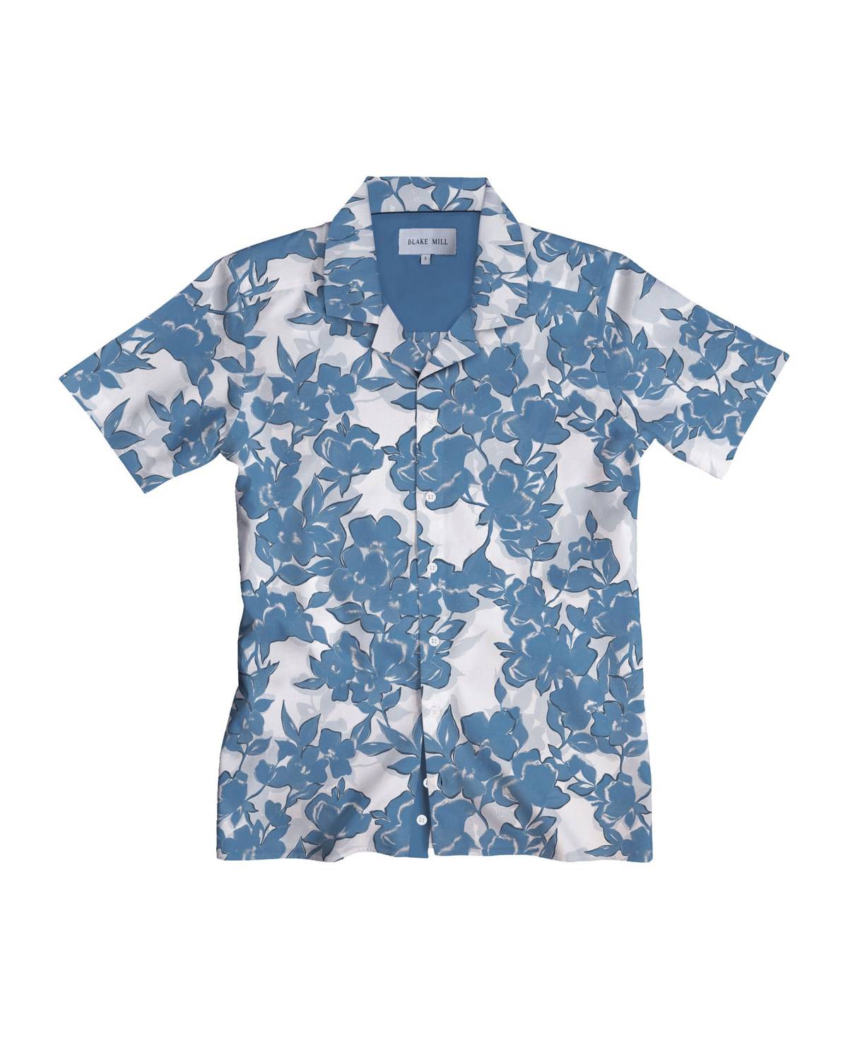 Blue Bloom Open Collar Shirt - Blake Mill