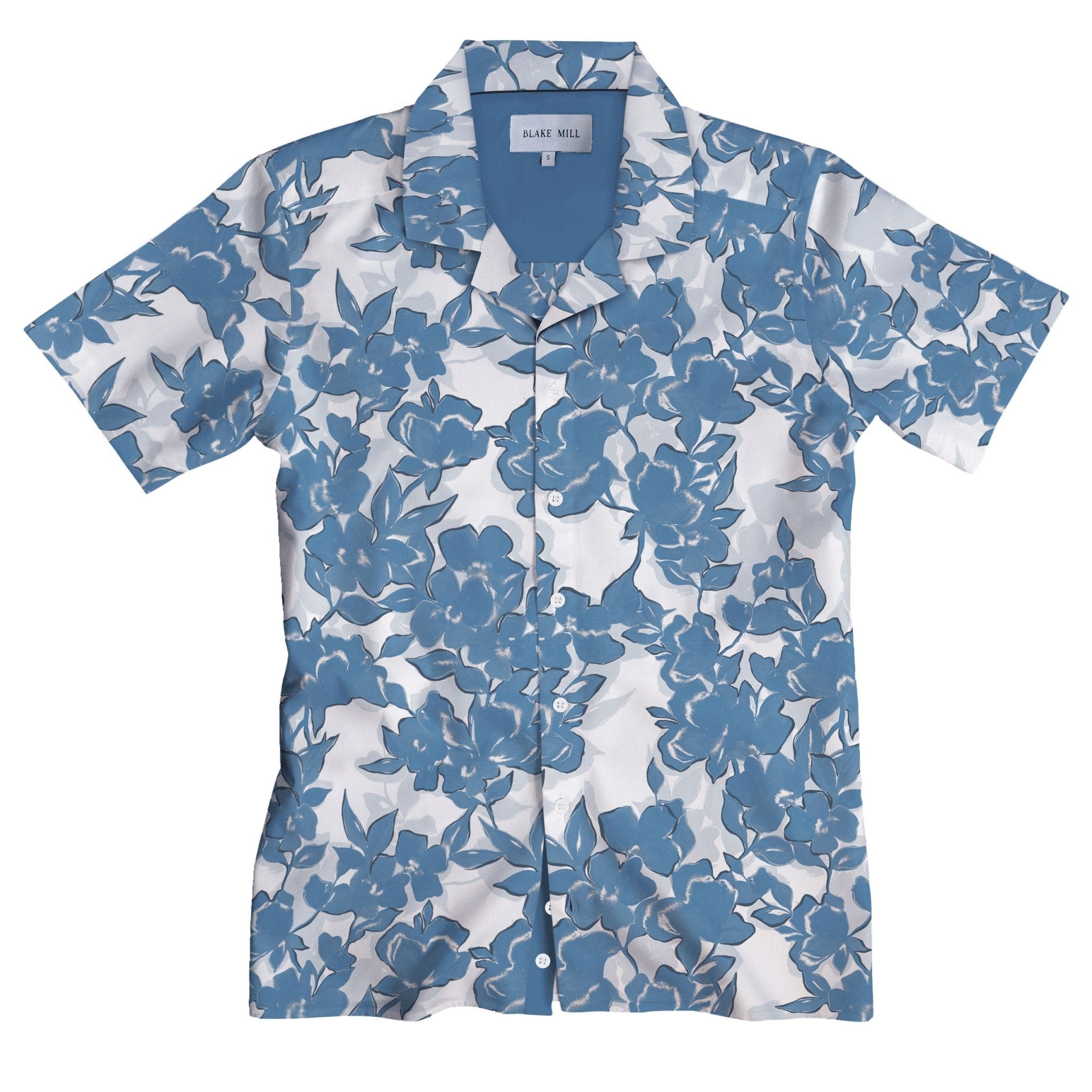 Blue Bloom Open Collar Shirt - Blake Mill