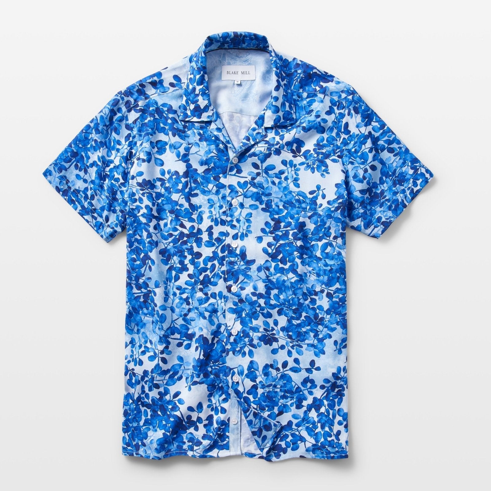 Blue Blossoms Open Collar Shirt - Blake Mill