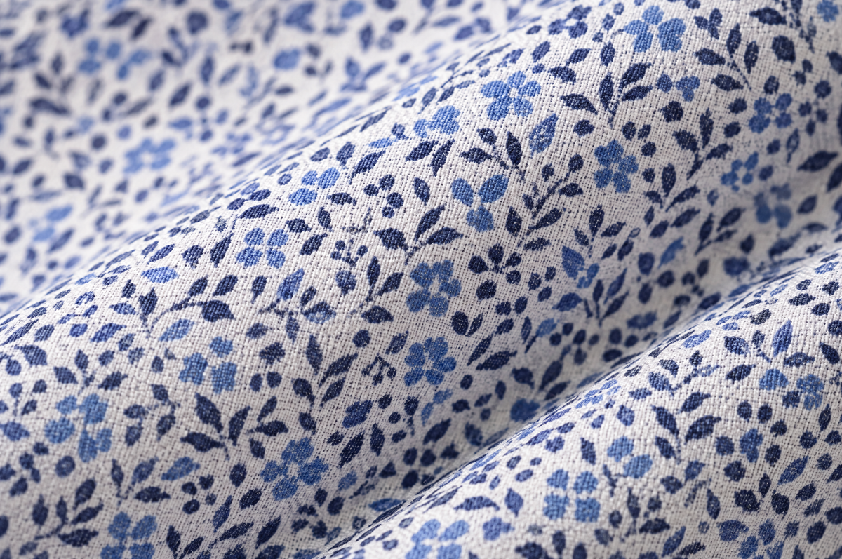Blue Botanic Geo Open Collar shirt fabric detail