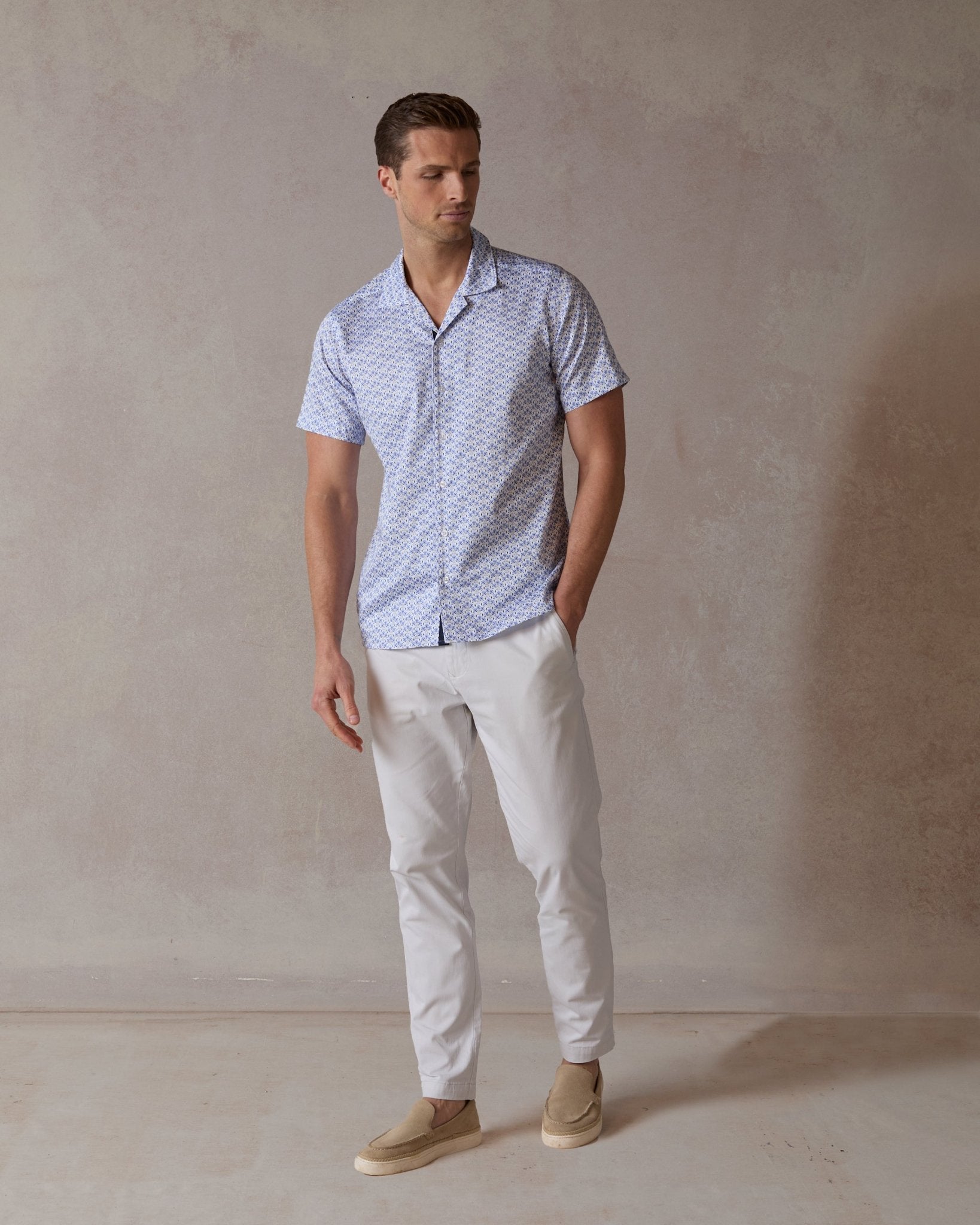 Blue Botanic Geo Open Collar Shirt - Blake Mill