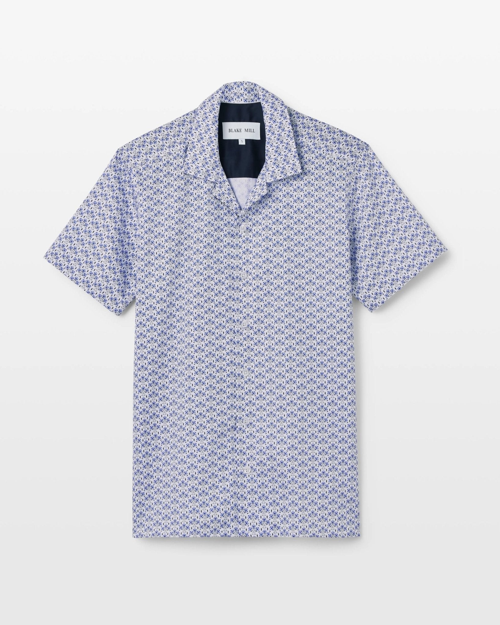 Blue Botanic Geo Open Collar Shirt - Blake Mill