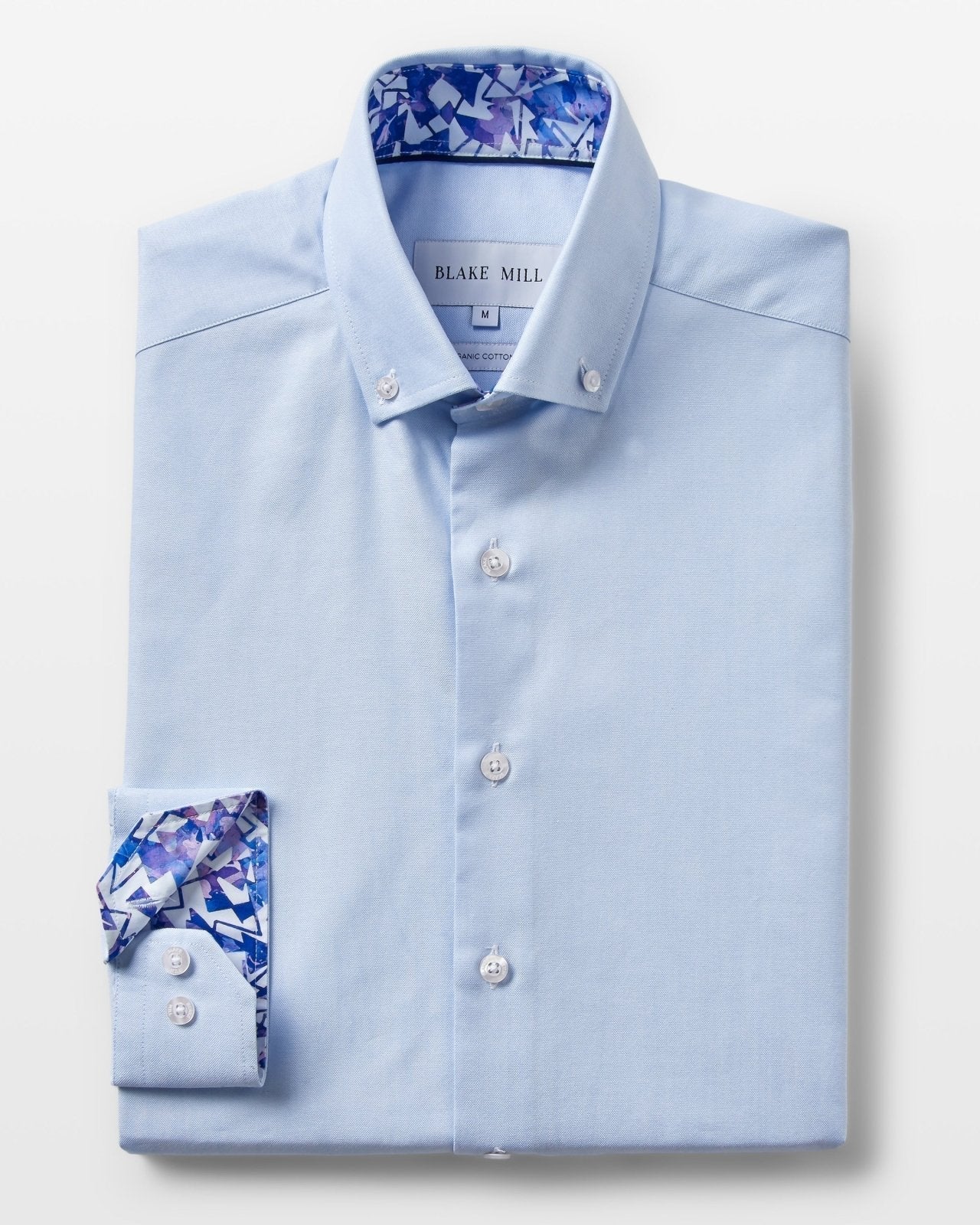 Blue Oxford with Shattered Shards Accents Button - Down Shirt - Blake Mill