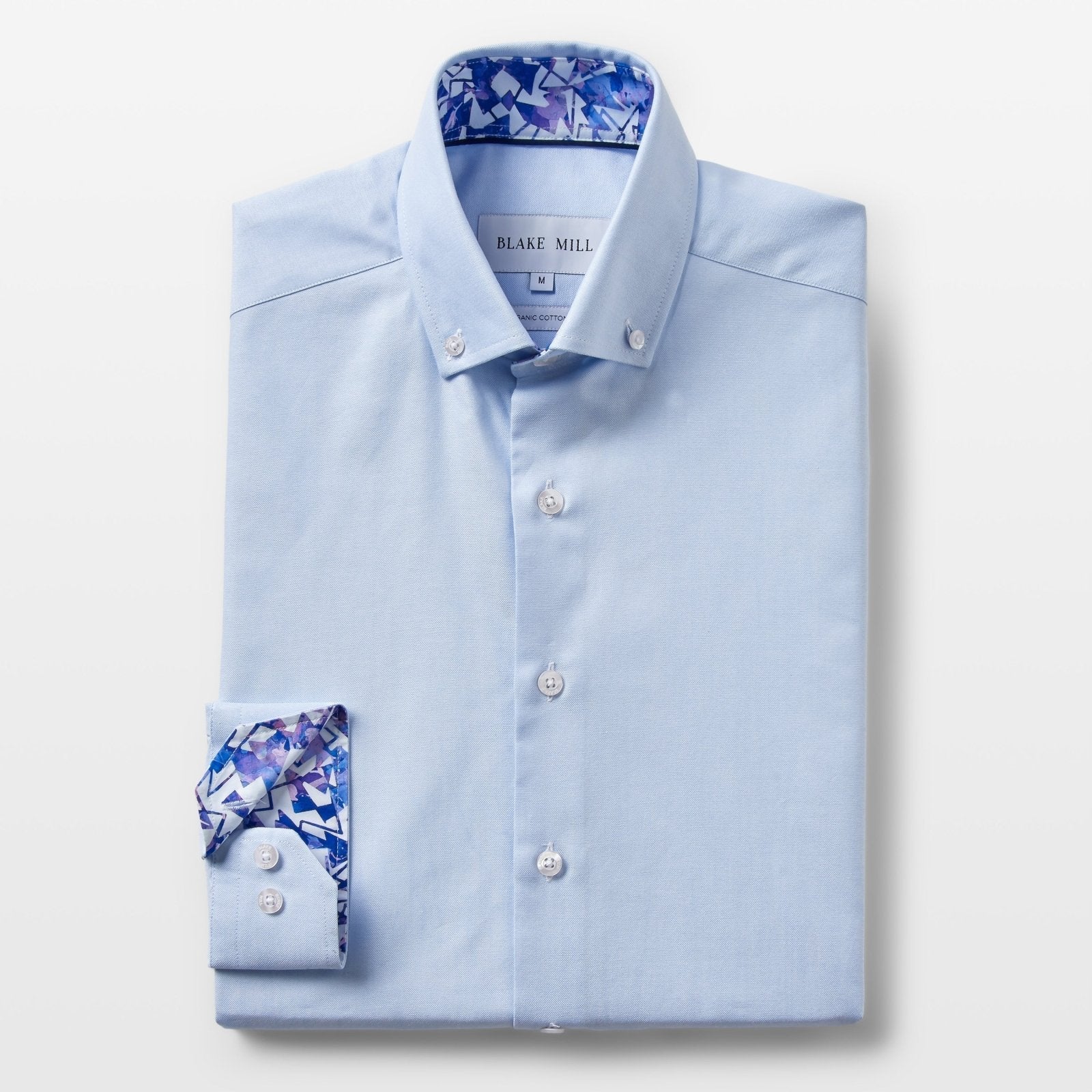 Blue Oxford with Shattered Shards Accents Button - Down Shirt - Blake Mill