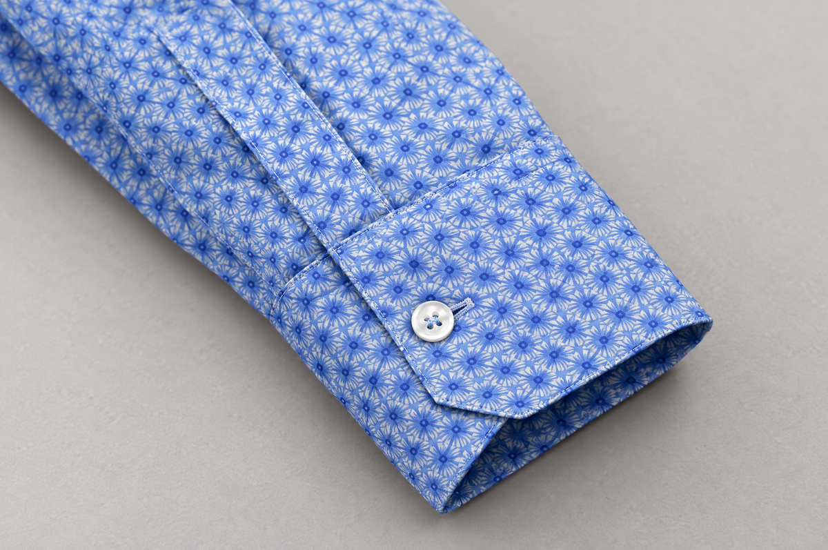 Blue Wavy Geo shirt cuff detail