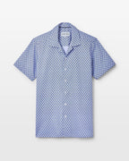 Blue Wavy Geo Open Collar Shirt - Blake Mill