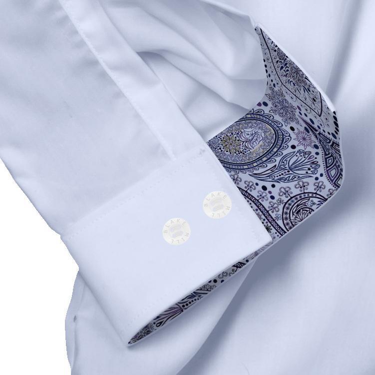 Blue with Peaceful Paisley Hidden Button Shirt - Blake Mill