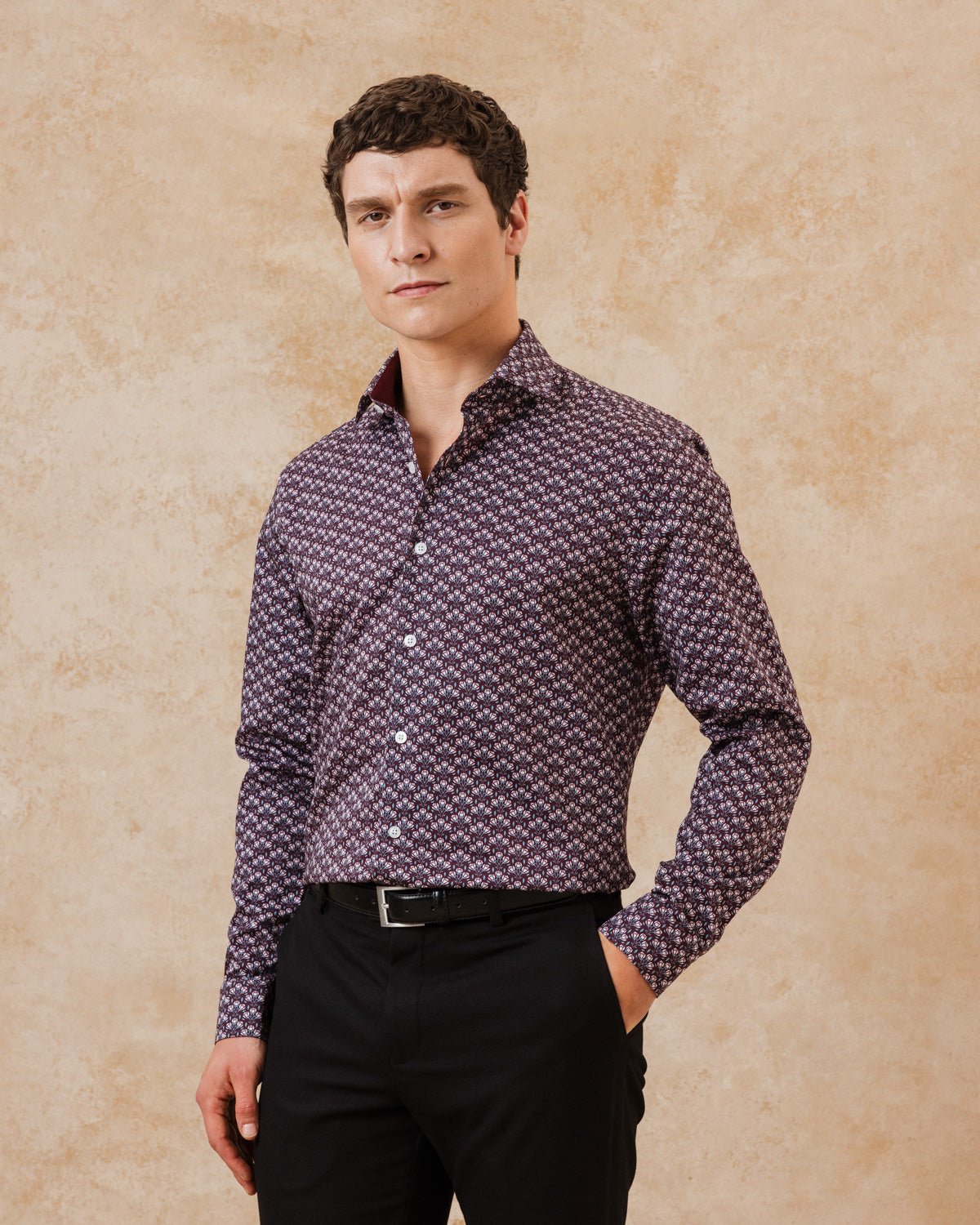 Burgundy Botanic Geo Shirt - Blake Mill