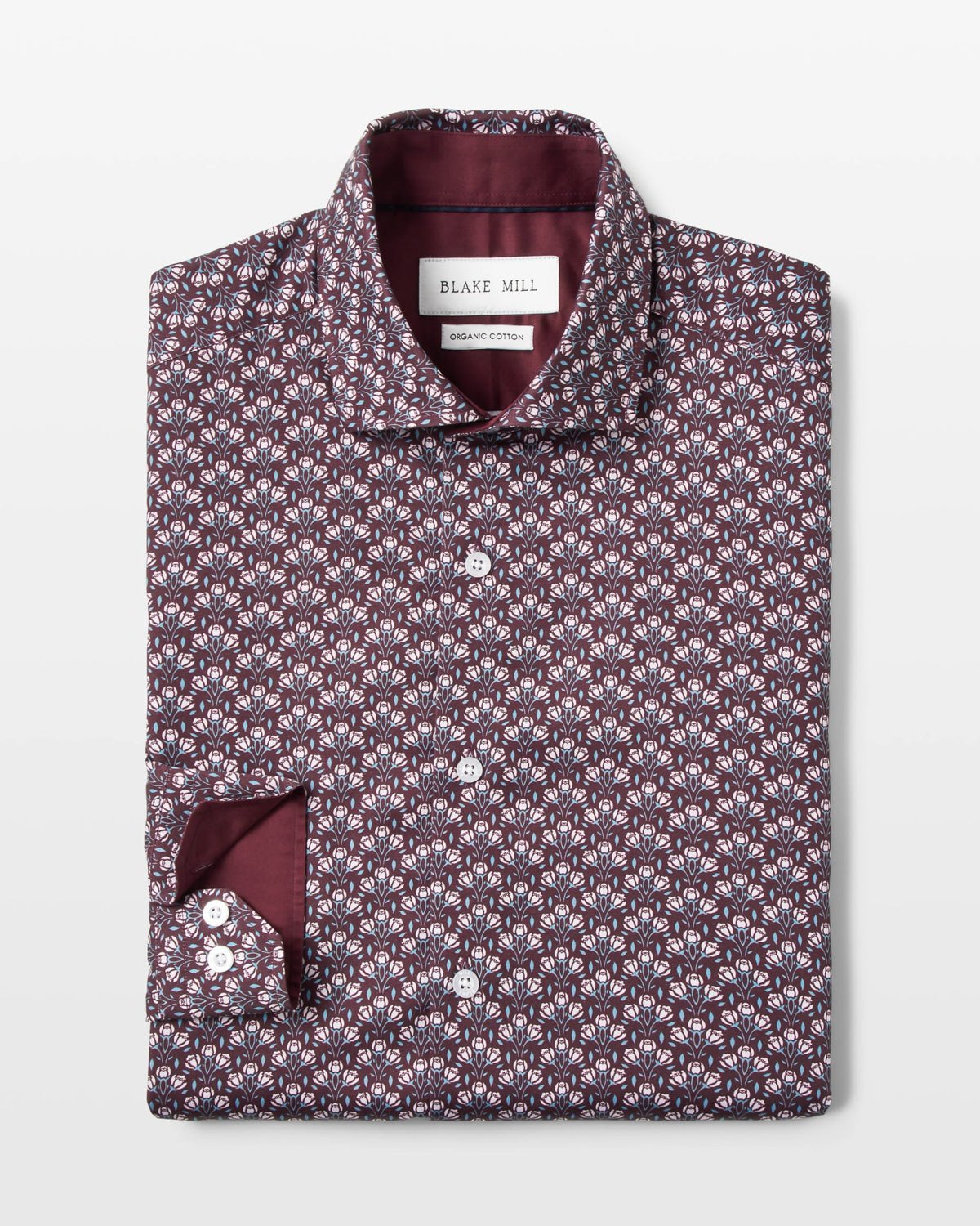 Burgundy Botanic Geo Shirt - Blake Mill