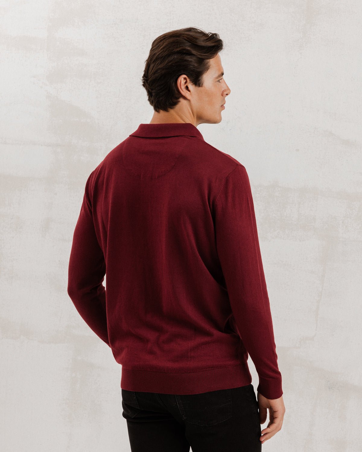 Burgundy Knit Polo with Sakura Tree Accents - Blake Mill