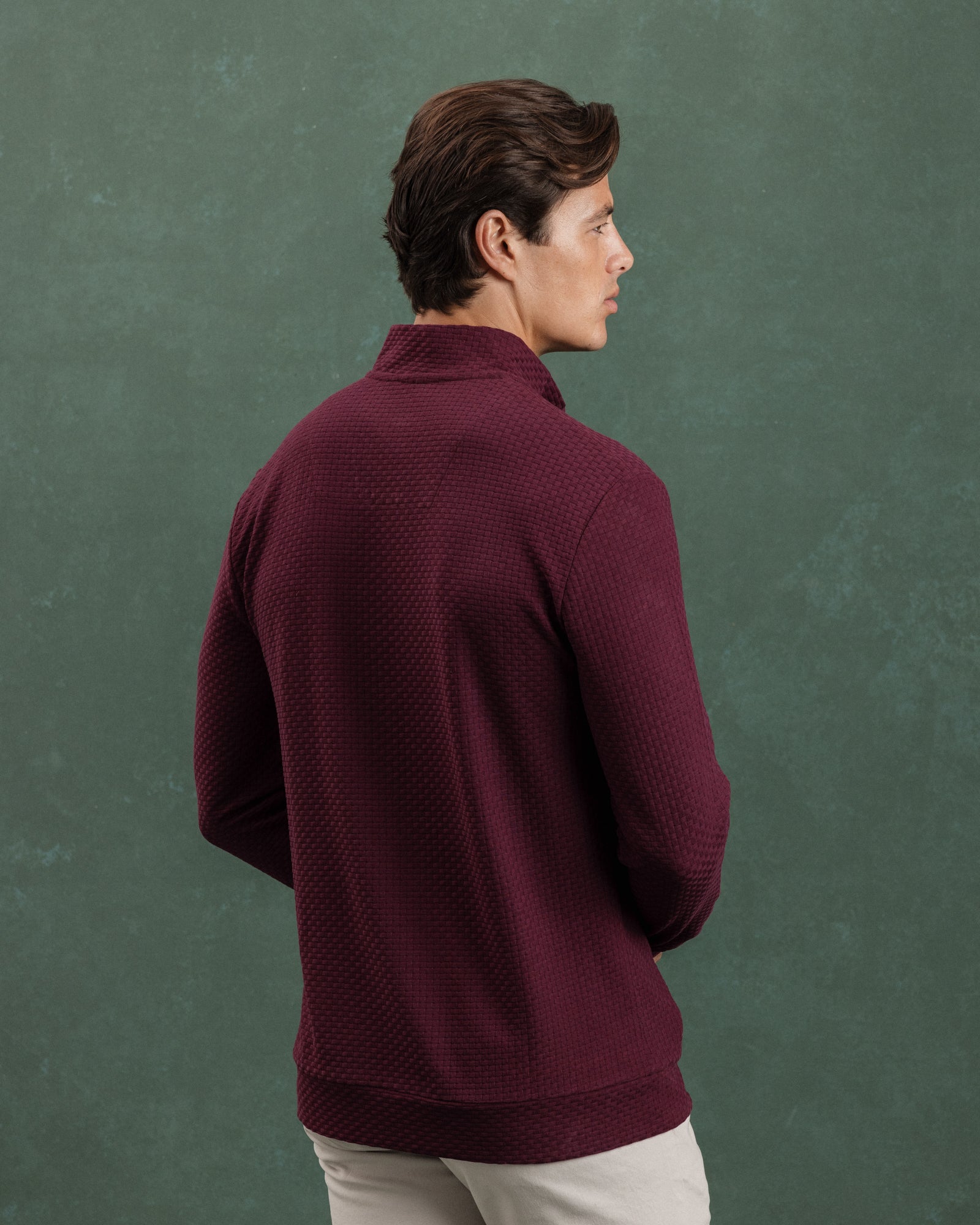 Burgundy Quarter Zip Jersey with Roses Accents - Blake Mill