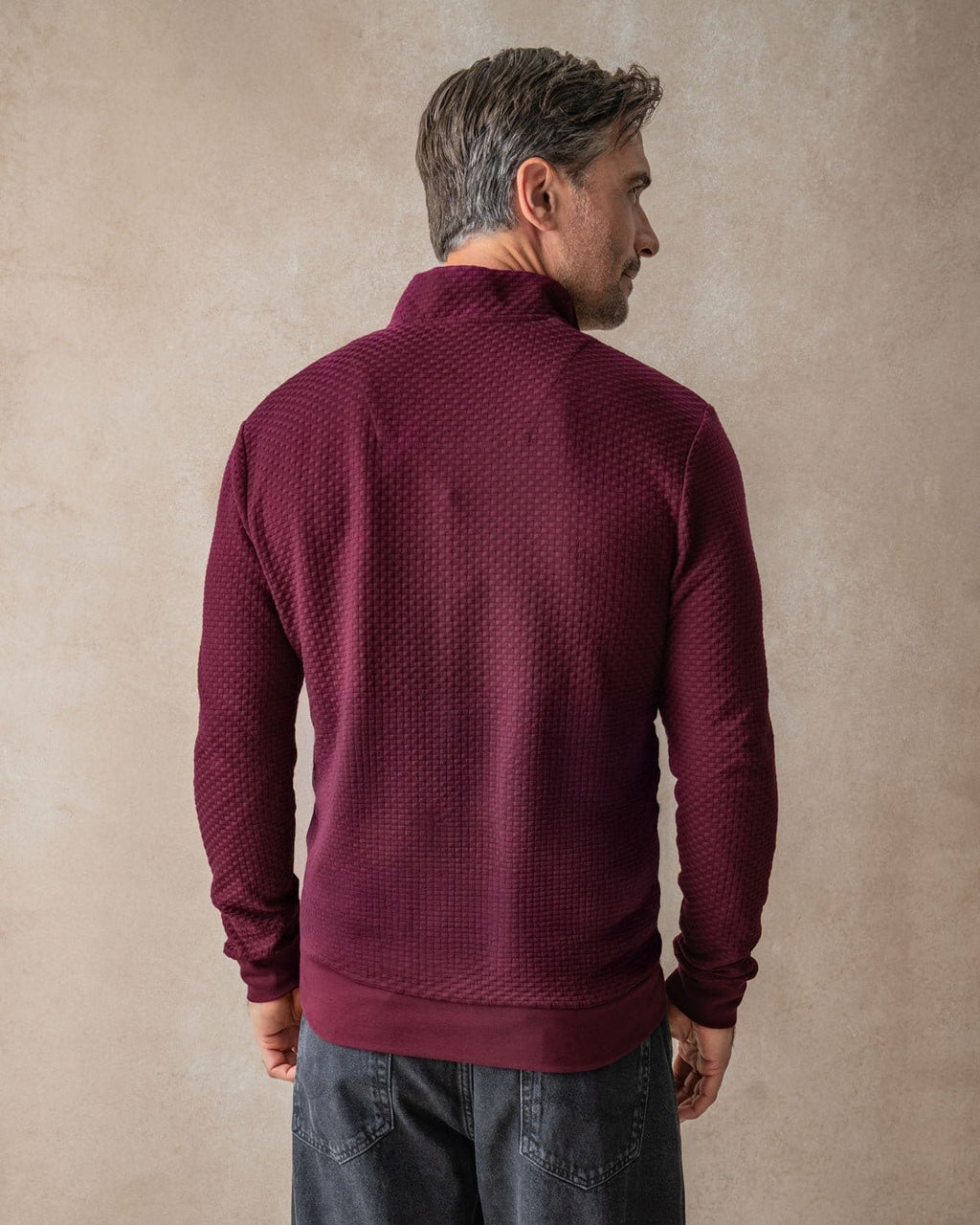 Burgundy Quarter Zip Jersey with Roses Accents - Blake Mill