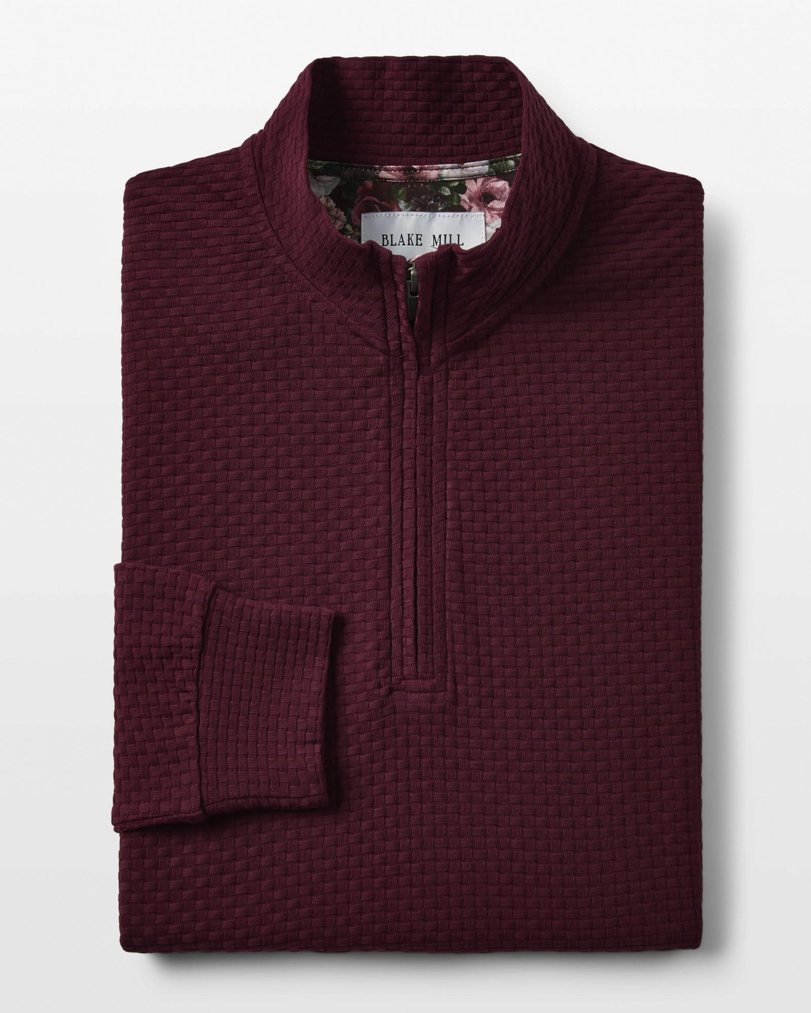 Burgundy Quarter Zip Jersey with Roses Accents - Blake Mill