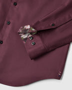 Burgundy Sateen Shirt with Roses Accents - Blake Mill