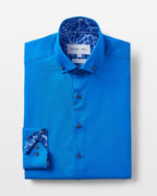 Cobalt Blue Oxford with Mind Maps Accents Button - Down Shirt - Blake Mill