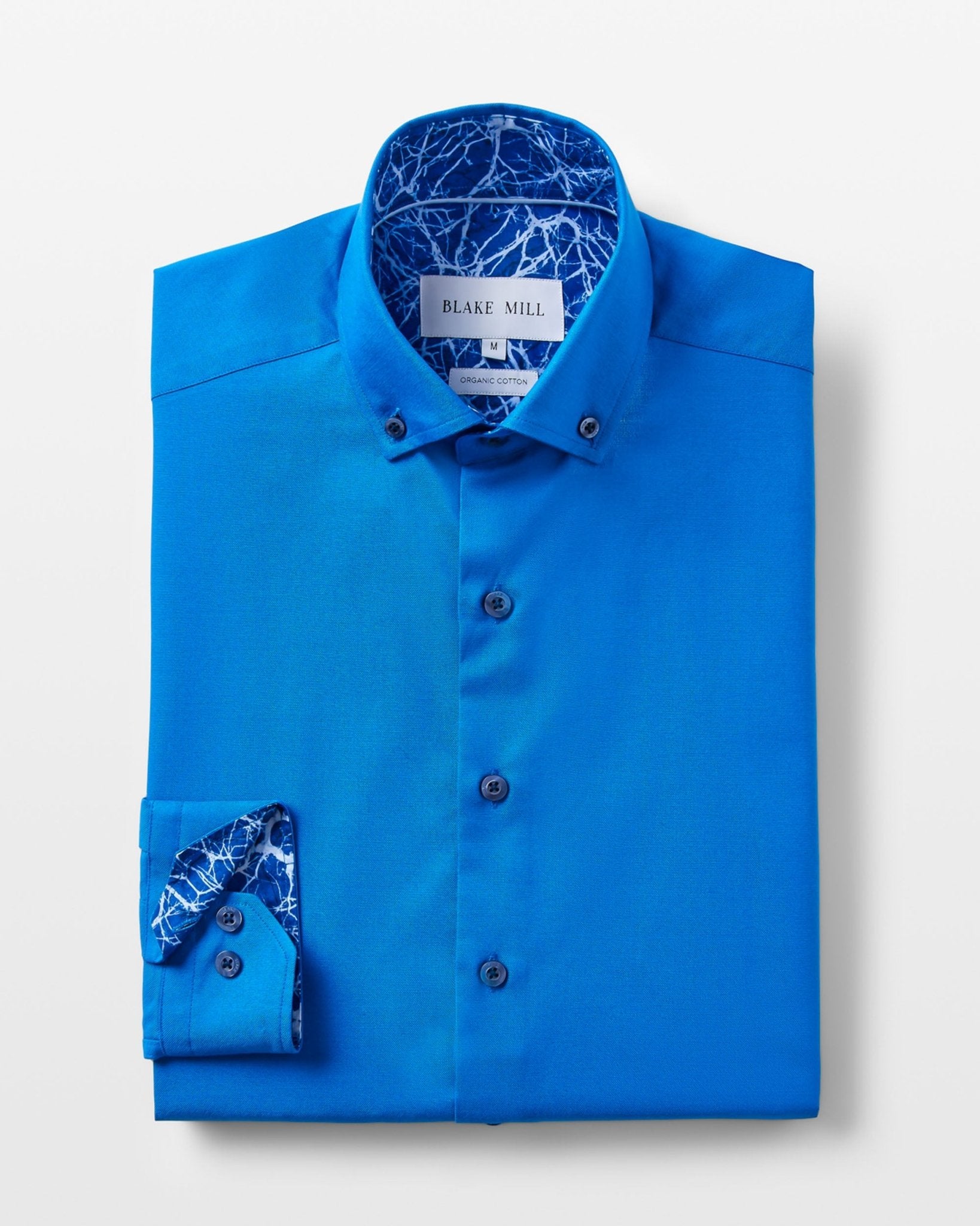 Cobalt Blue Oxford with Mind Maps Accents Button - Down Shirt - Blake Mill