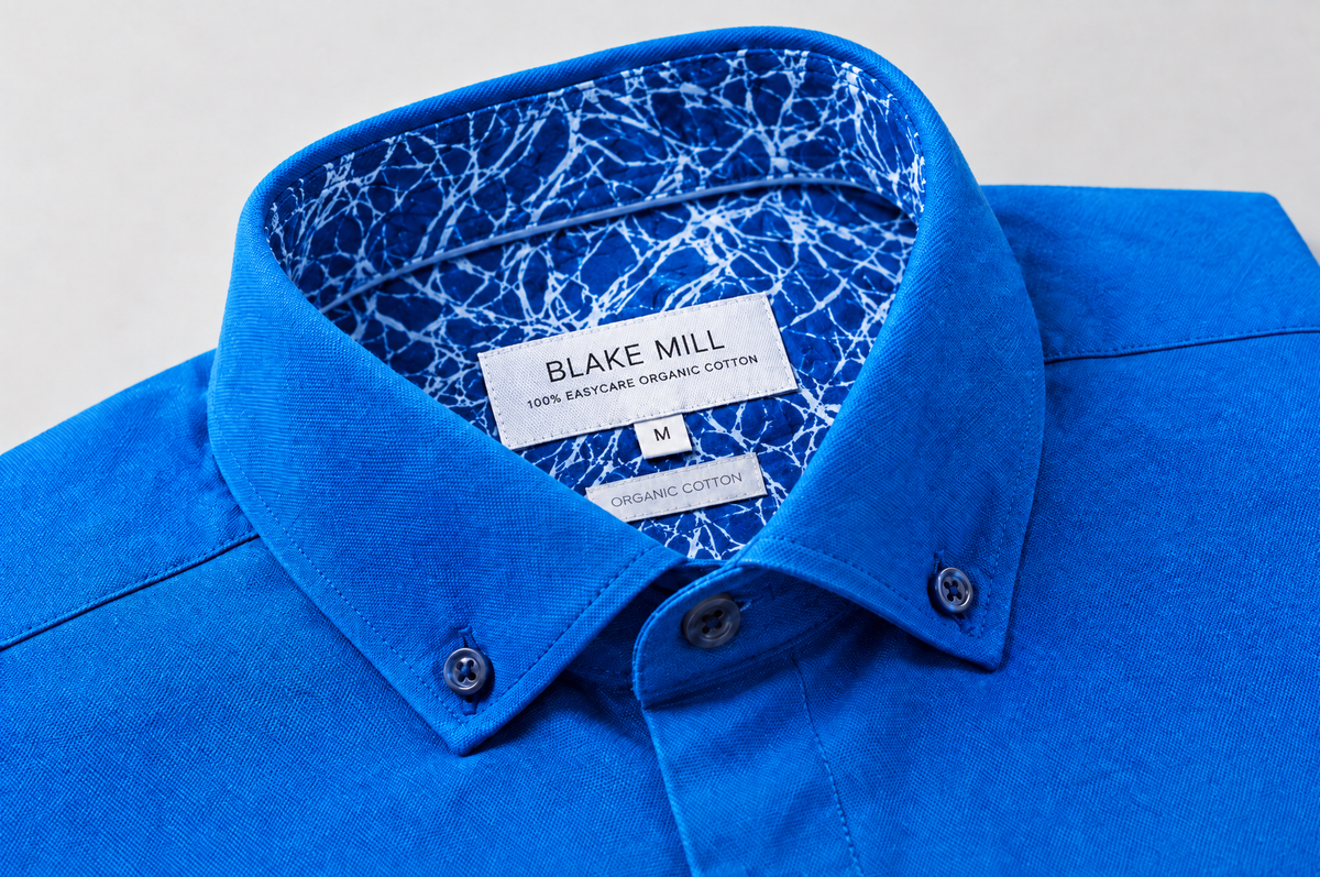 Cobalt Blue Oxford shirt button-down collar detail