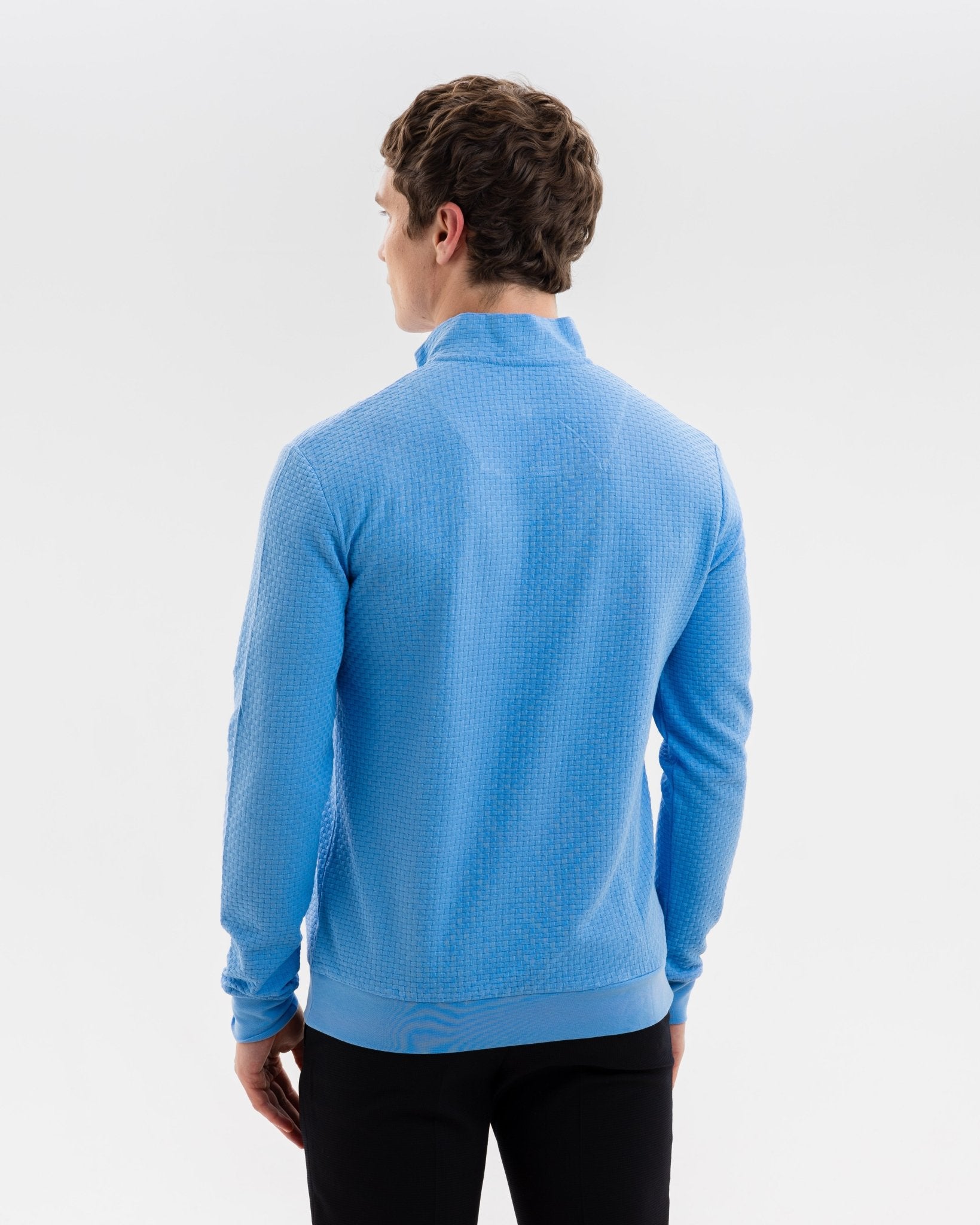 Cornflower with Blossom Quarter Zip Jersey - Blake Mill