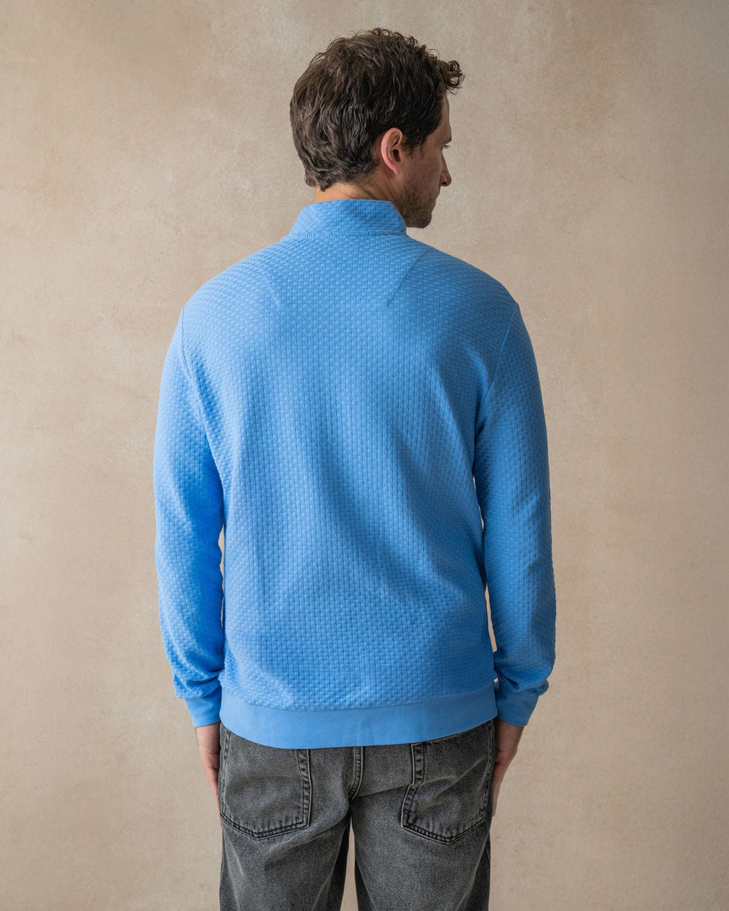 Cornflower with Blossom Quarter Zip Jersey - Blake Mill