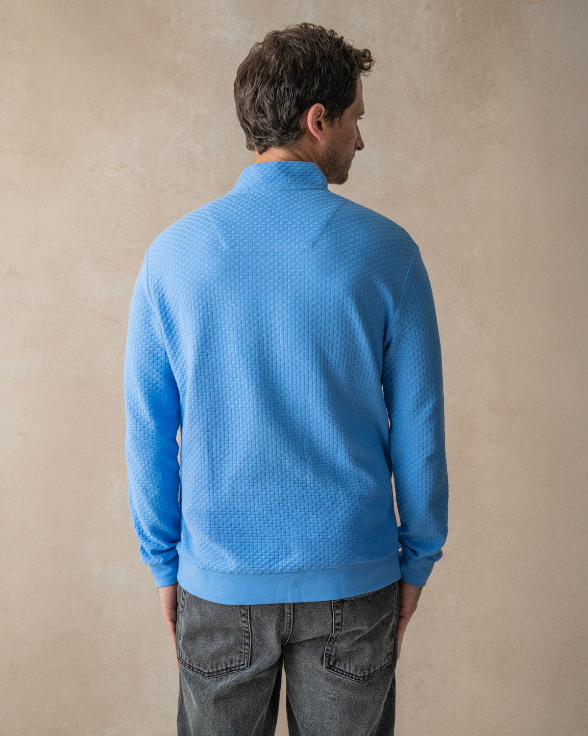 Cornflower with Blossom Quarter Zip Jersey - Blake Mill
