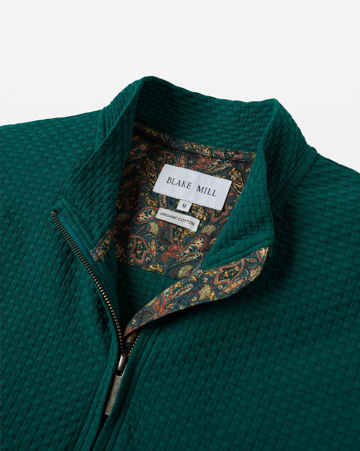 Dark Green Quarter Zip Jersey with Paisley Accents - Blake Mill