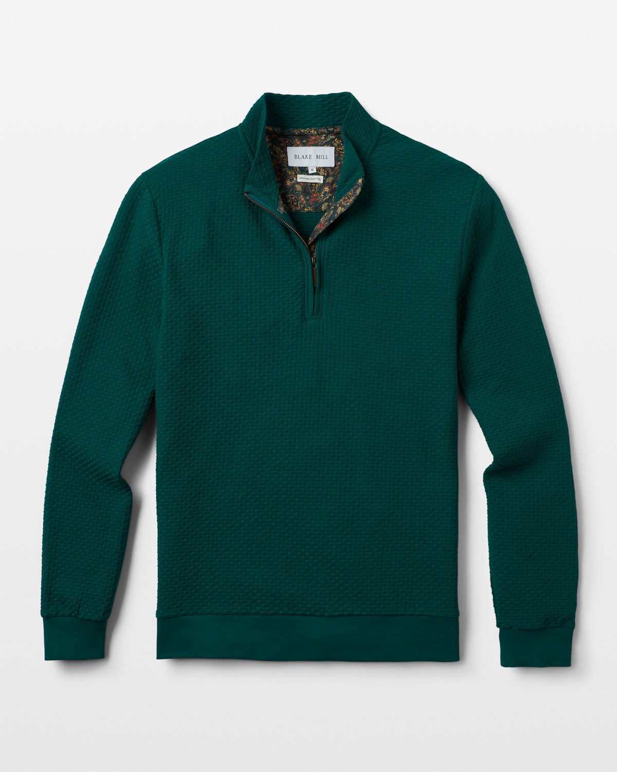 Dark Green Quarter Zip Jersey with Paisley Accents - Blake Mill