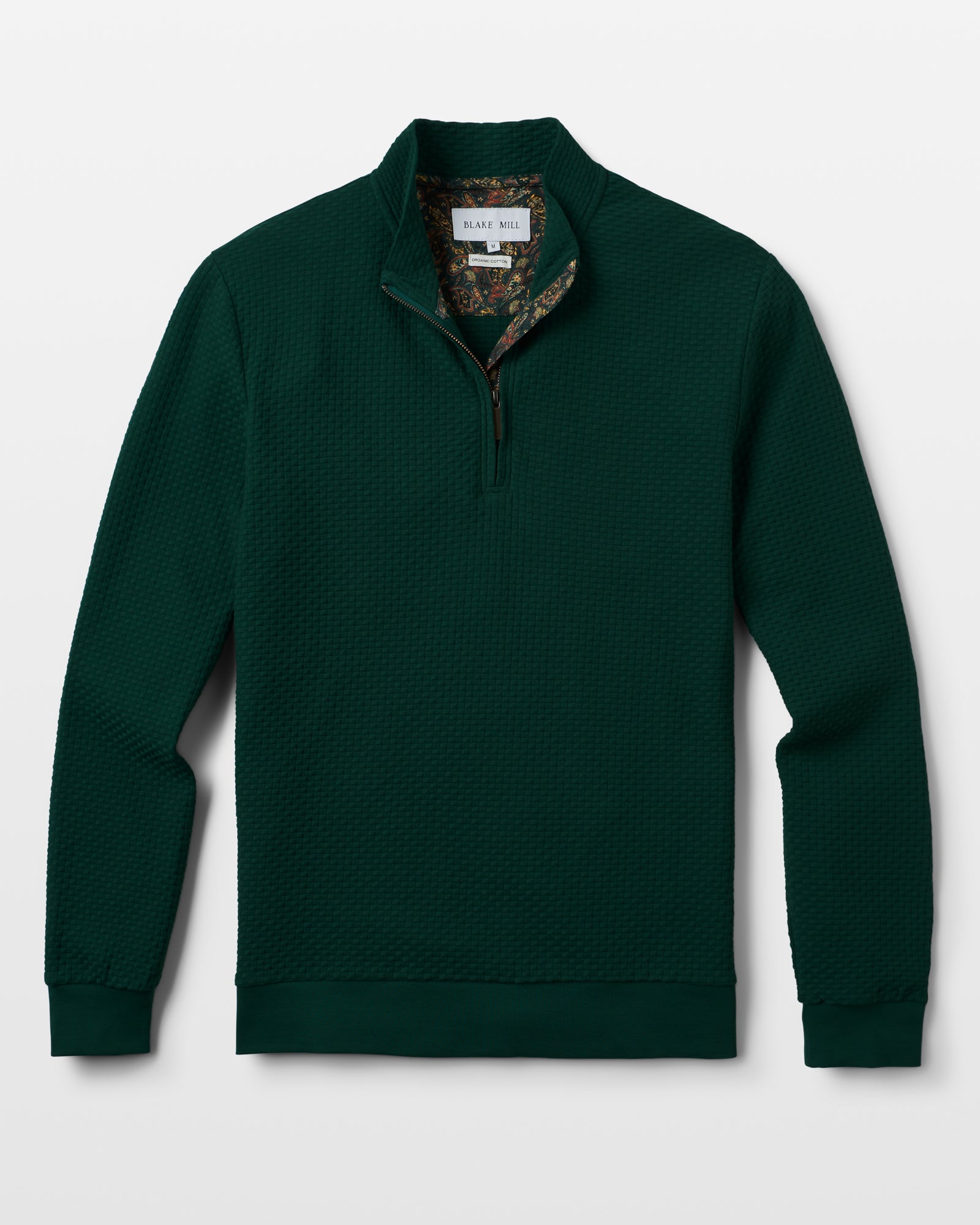 Dark Green Quarter Zip Jersey with Paisley Accents - Blake Mill