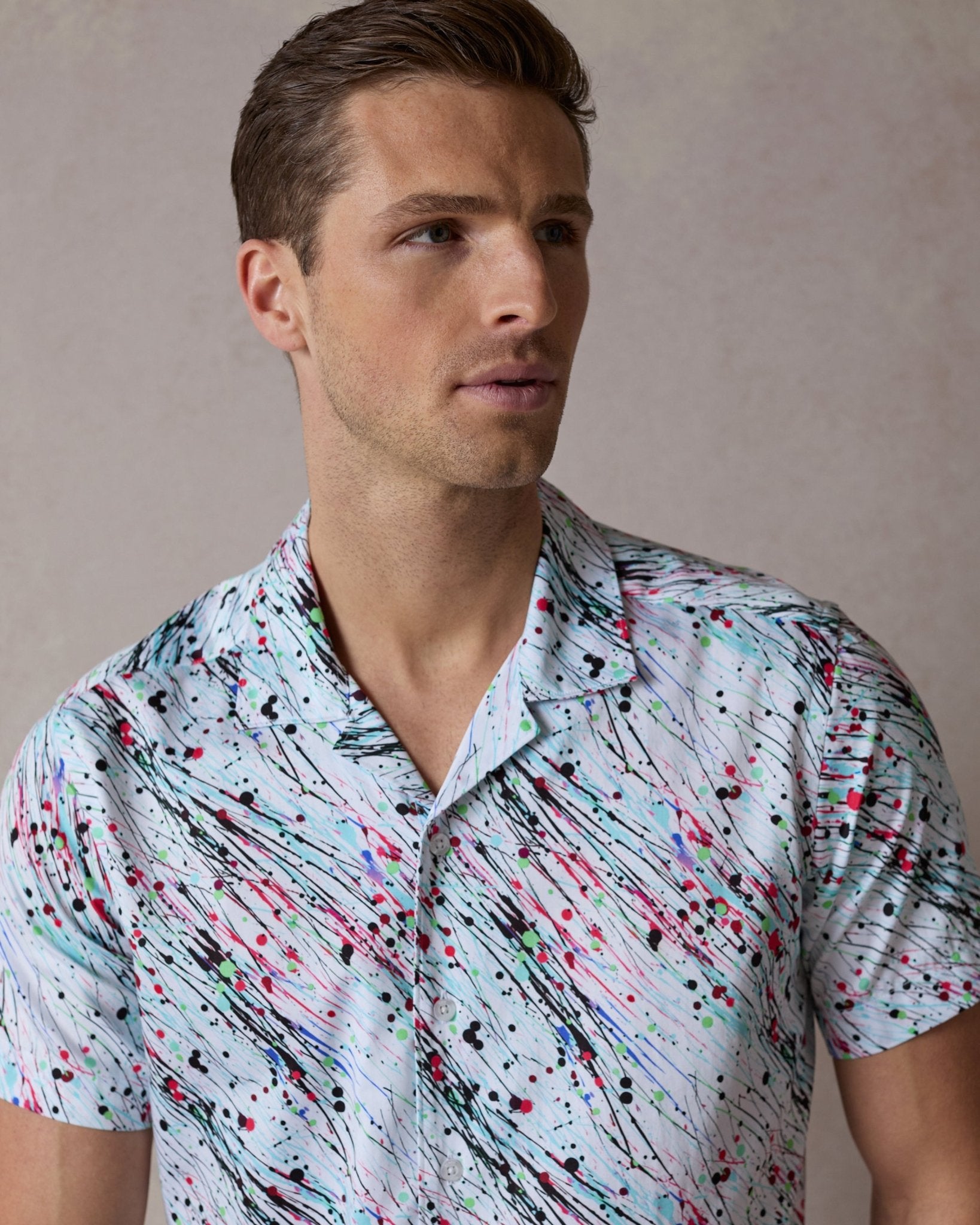 Diagonal Splashes Open Collar Shirt - Blake Mill