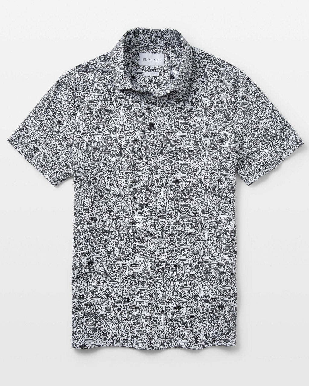Doodle Art Printed Jersey Polo - Blake Mill