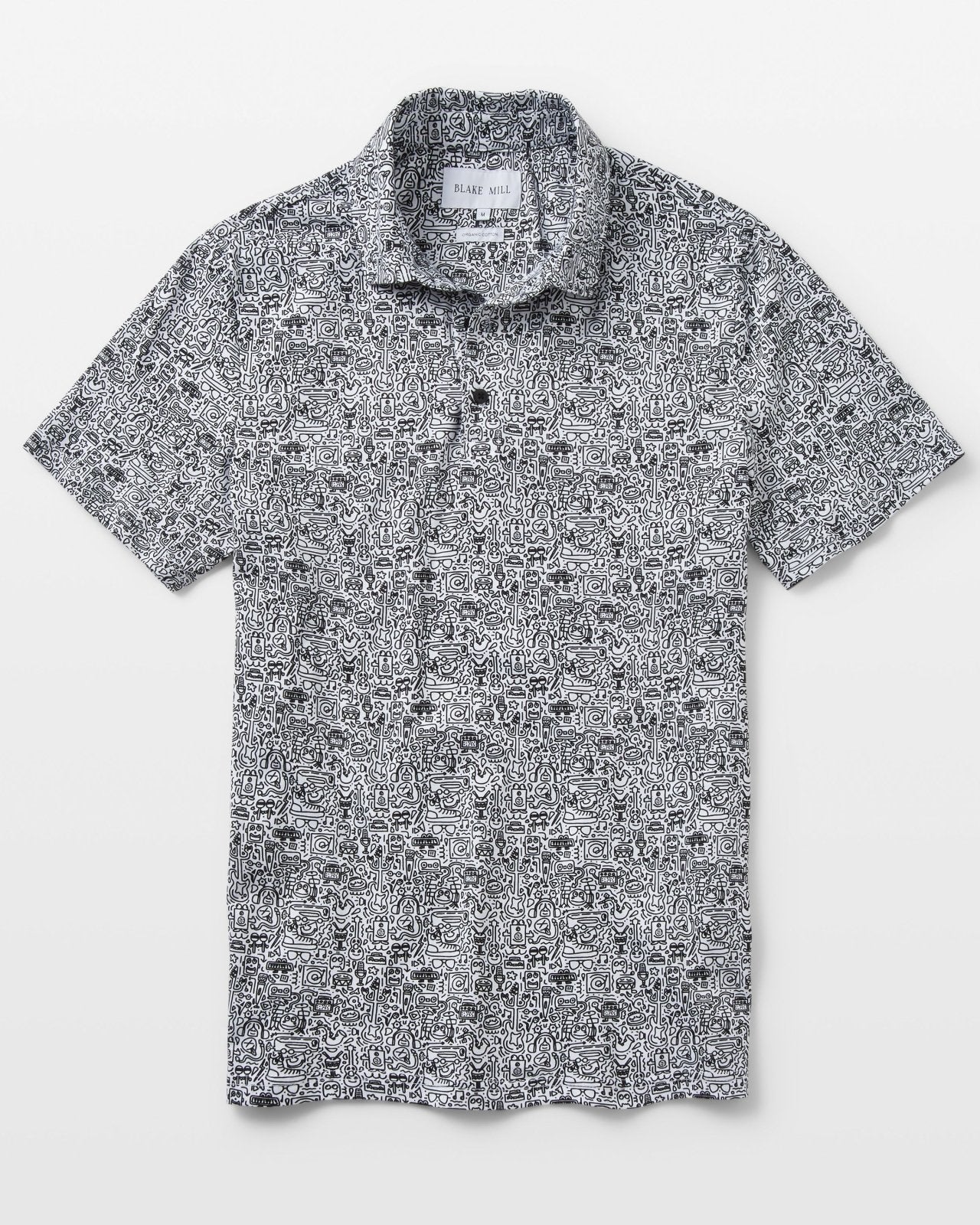 Doodle Art Printed Jersey Polo - Blake Mill